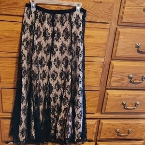 Karen Kane Black and Cream Lace Maxi Skirt